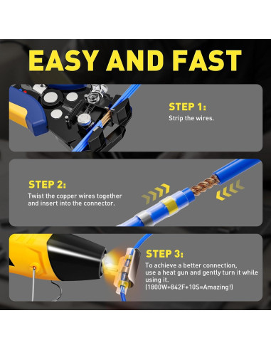 Kit de Conectores de Cable Haisstronica 400PCS con Pistola de Calor