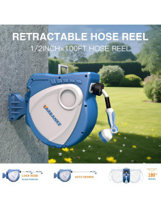 Carrete de Manguera Retráctil LARBANKE 100 pies (30.48 m) Pared 2