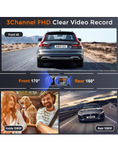 Cámara Dash 4K QiyuanLS 3 Canales con WiFi y Tarjeta 64GB 2