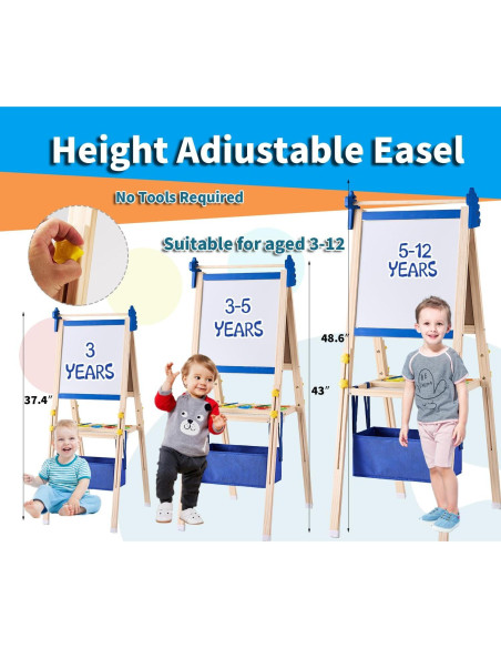Caballete de arte ajustable SWINSKUAD para niños 2-en-1