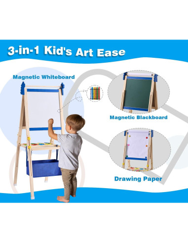 Caballete de arte ajustable SWINSKUAD para niños 2-en-1