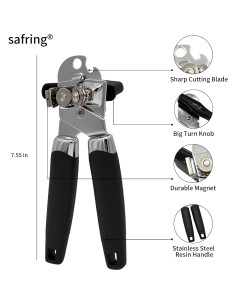 Abrelatas Manual Safring W1C Acero Inoxidable Negro 2