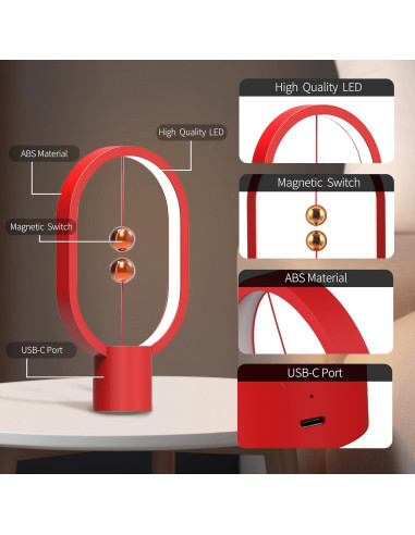 Lámpara de Mesa LED Magnética YONGJUNLI Rojo 14x5.1cm