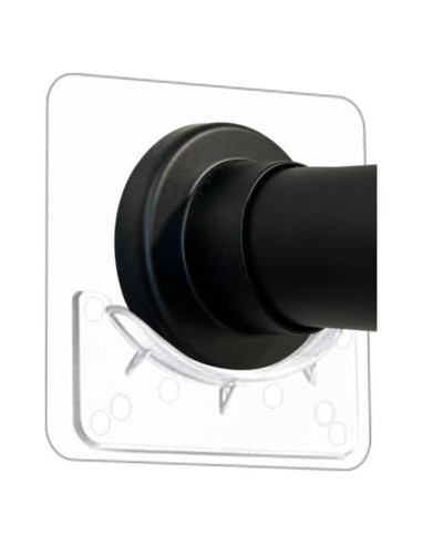 Soporte para barra de cortina de ducha Modtek M1768 - 4 piezas, transparente, sin perforación