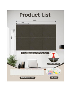 Tablero de Corcho Grande Aipiahio 91x61 cm Gris Oscuro 2