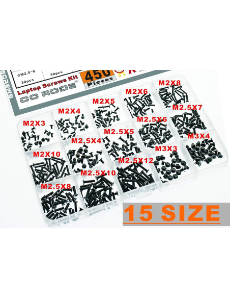 Kit de Tornillos para Laptop CO-RODE 450Pcs M2 M2.5 M3