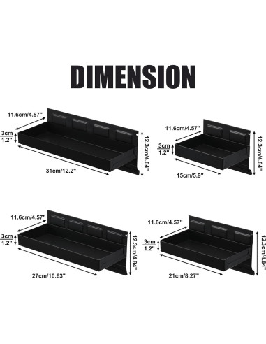 Juego de 4 Bandejas Magnéticas Mayouko para Herramientas 15-30 cm