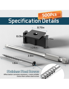 500 Sujetadores Ocultos Buzzlett para Decks con Tornillos de Acero Inoxidable 2