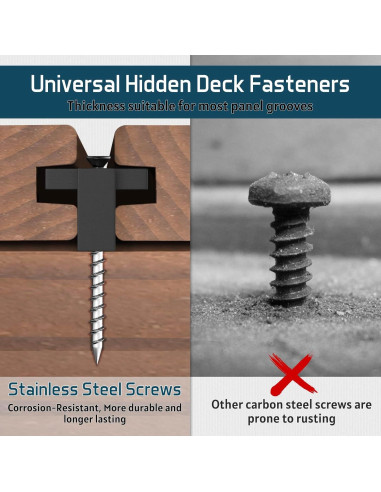 500 Sujetadores Ocultos Buzzlett para Decks con Tornillos de Acero Inoxidable