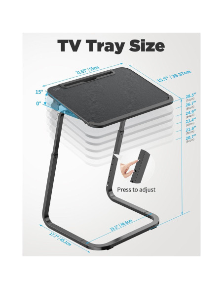 Mesa de bandeja para TV SAIJI F2-B - Ajustable 6 alturas, 54.43 kg