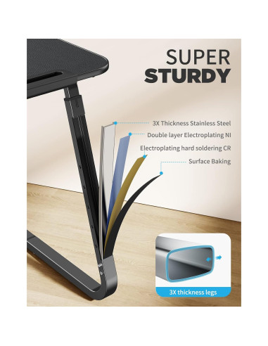 Mesa de bandeja para TV SAIJI F2-B - Ajustable 6 alturas, 54.43 kg