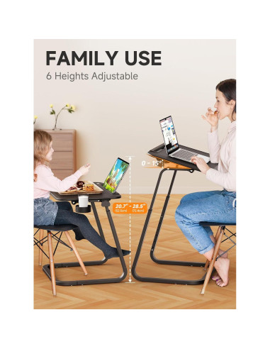 Mesa de bandeja para TV SAIJI F2-B - Ajustable 6 alturas, 54.43 kg