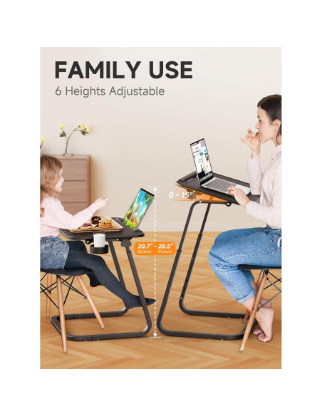 Mesa de bandeja para TV SAIJI F2-B - Ajustable 6 alturas, 54.43 kg