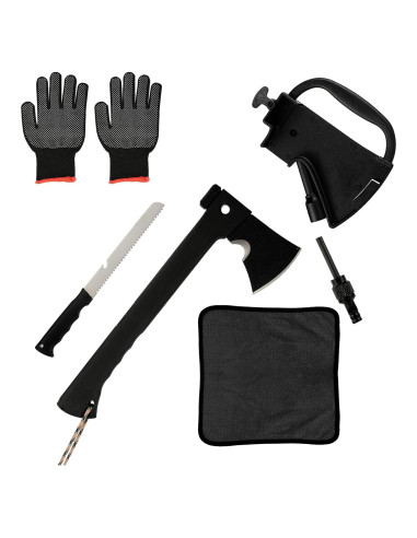 Hacha de Camping NIPURA con Silbato y Encendedor - 35.56 cm