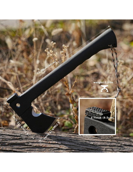 Hacha de Camping NIPURA con Silbato y Encendedor - 35.56 cm