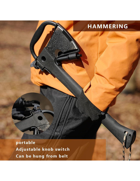 Hacha de Camping NIPURA con Silbato y Encendedor - 35.56 cm