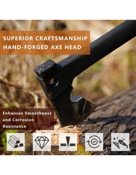 Hacha de Camping NIPURA con Silbato y Encendedor - 35.56 cm