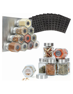16 Tarros de Especias Magnéticos Art Secret 85g con Etiquetas