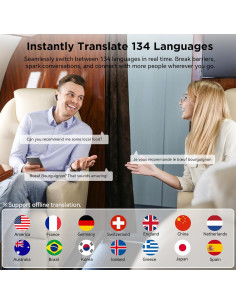 Auriculares Traductores FVYAO Bluetooth 5.4, 134 Idiomas, ANC 2