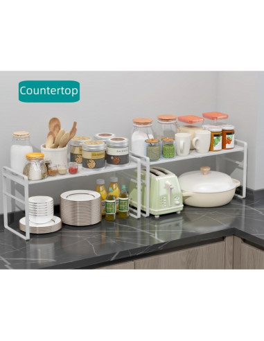 Estante Organizador Expandible LJHFUQHUHU Blanco 2 Niveles