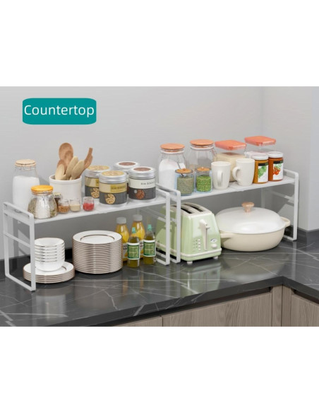 Estante Organizador Expandible LJHFUQHUHU Blanco 2 Niveles