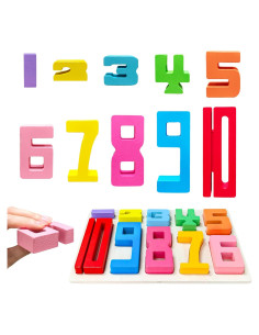 10 Piezas Bloques de Construcción de Números de Madera Montessori