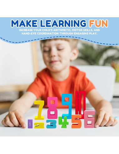 10 Piezas Bloques de Construcción de Números de Madera Montessori