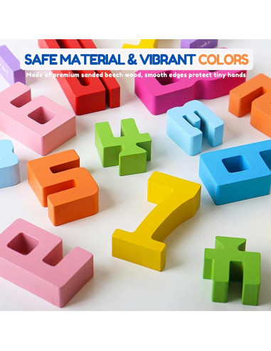 10 Piezas Bloques de Construcción de Números de Madera Montessori