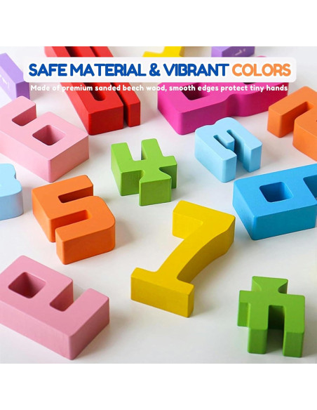 10 Piezas Bloques de Construcción de Números de Madera Montessori