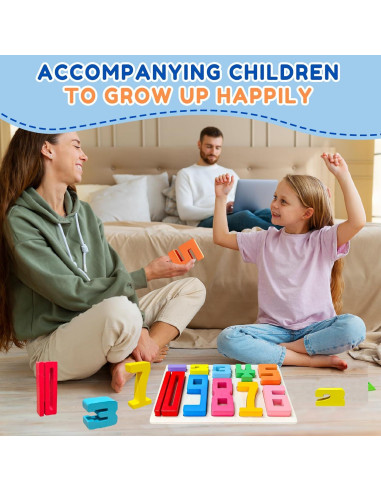 10 Piezas Bloques de Construcción de Números de Madera Montessori