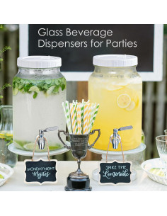 Paquete de 2 dispensadores de vidrio 3.78L Qianfenie con grifo 2