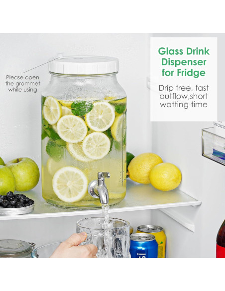 Paquete de 2 dispensadores de vidrio 3.78L Qianfenie con grifo