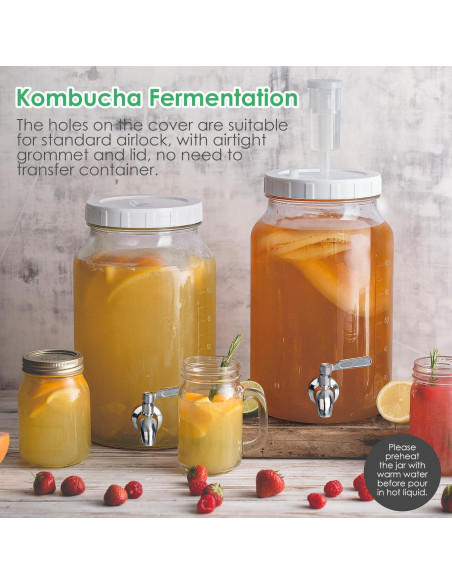 Paquete de 2 dispensadores de vidrio 3.78L Qianfenie con grifo