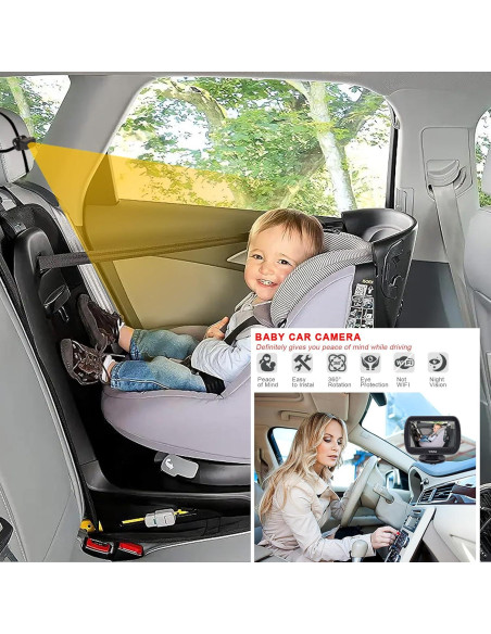 Cámara de Auto para Bebé YIMU KB42 4.3" con Visión Nocturna