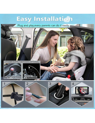 Cámara de Auto para Bebé YIMU KB42 4.3" con Visión Nocturna