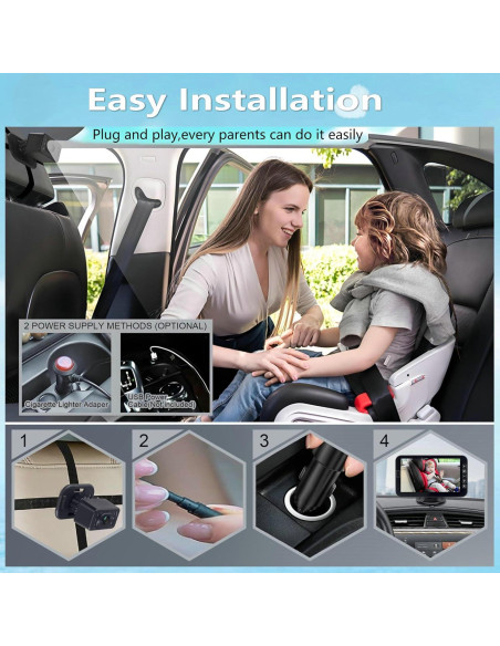 Cámara de Auto para Bebé YIMU KB42 4.3" con Visión Nocturna