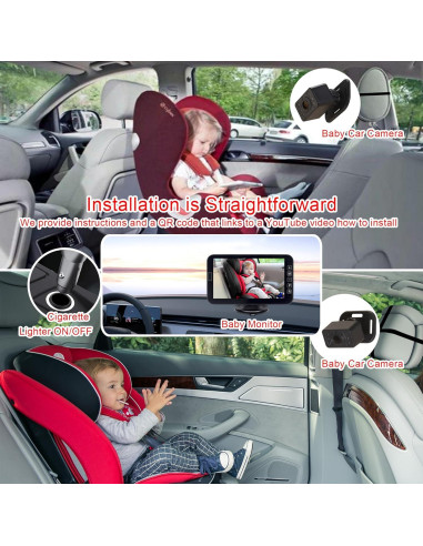 Cámara de Auto para Bebé YIMU KB42 4.3" con Visión Nocturna