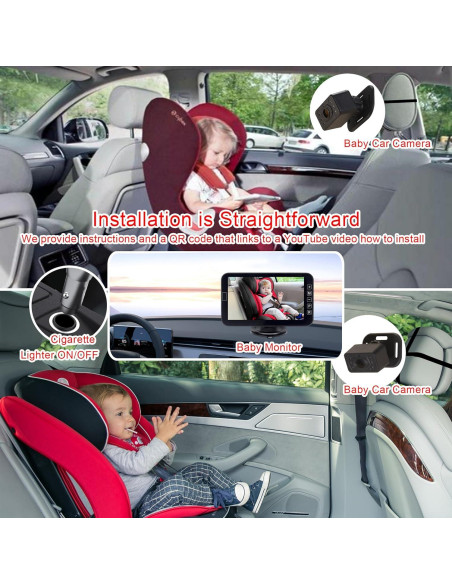 Cámara de Auto para Bebé YIMU KB42 4.3" con Visión Nocturna