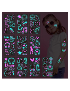 Tatuajes Temporales Brillantes Konsait - 10 Hojas Musicales