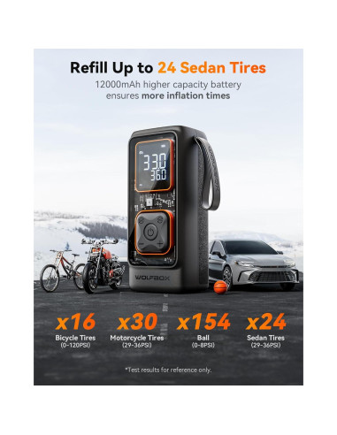 Arrancador de Baterías WOLFBOX 3000A con Inflador Portátil