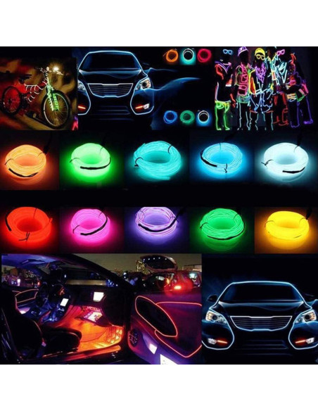 Luces de Coche ABALDI EL Wire 5m Rojo Flexible Impermeable