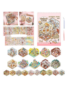 Libro de Pegatinas 3D DIY TIYIMIYUXU Rosa 20 Escenas