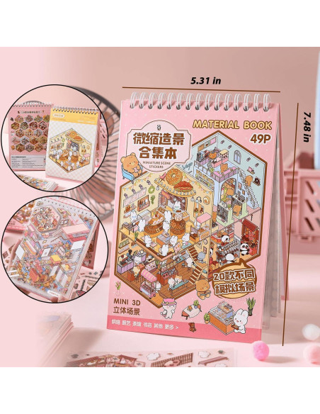 Libro de Pegatinas 3D DIY TIYIMIYUXU Rosa 20 Escenas