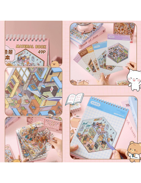 Libro de Pegatinas 3D DIY TIYIMIYUXU Rosa 20 Escenas