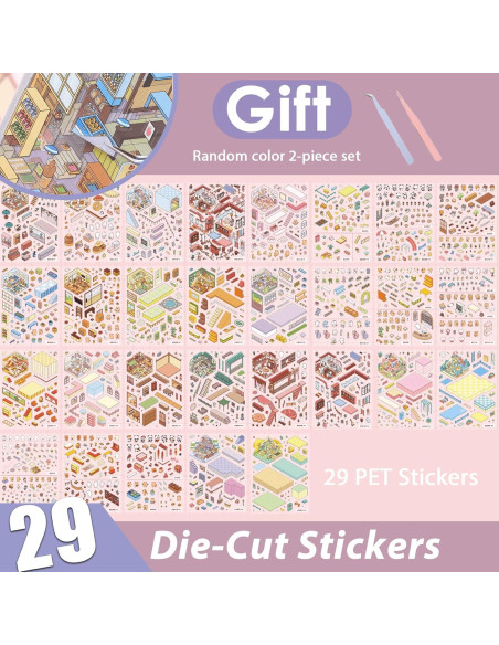 Libro de Pegatinas 3D DIY TIYIMIYUXU Rosa 20 Escenas