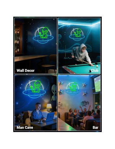 Cartel de Neón Alienígena ADKALIV LED Dimmable 35x30.5cm