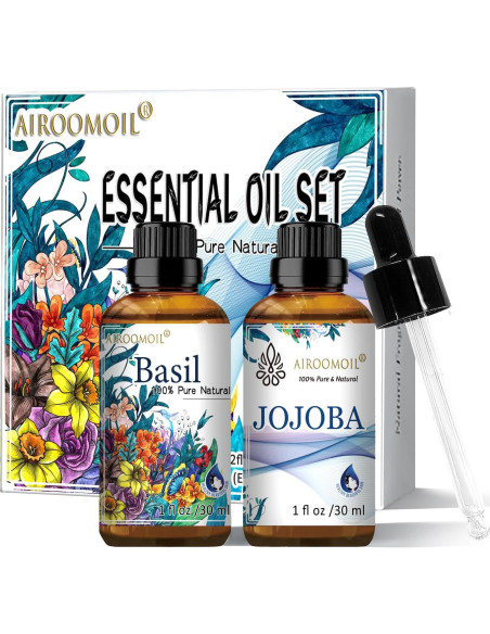 Set de Aceites Esenciales Airoomoil Albahaca y Jojoba 60ml
