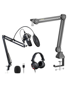 Micrófono de Condensador MAONO USB 192kHz/24bit con Auriculares