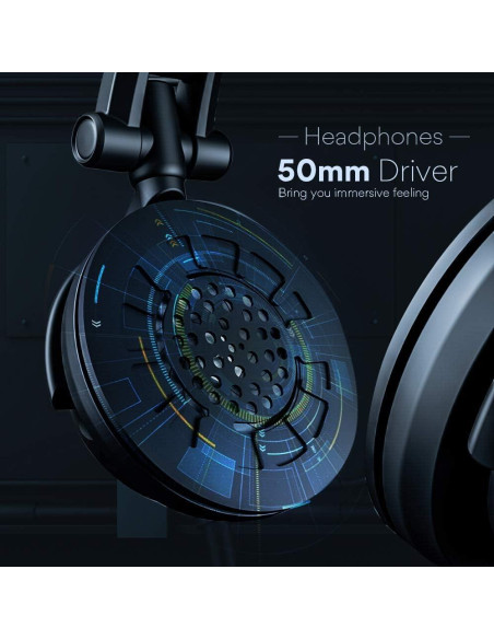 Micrófono de Condensador MAONO USB 192kHz/24bit con Auriculares