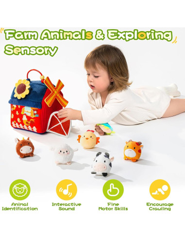 Juguete Sensorial Montessori KOTY Casa de Campo 6 Animales